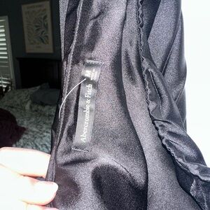Abercrombie black satin one shoulder dress